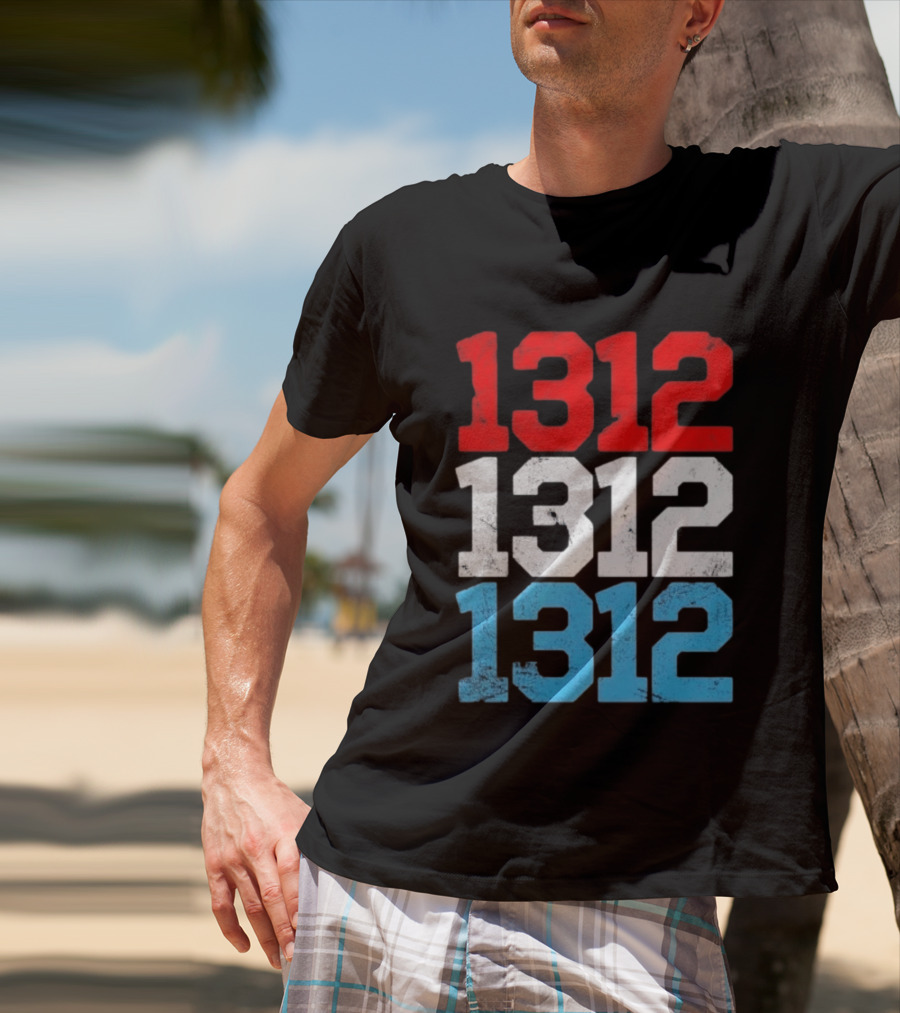 1312 ACAB Distressed Protest Red White Blue Stacked T-Shirt
