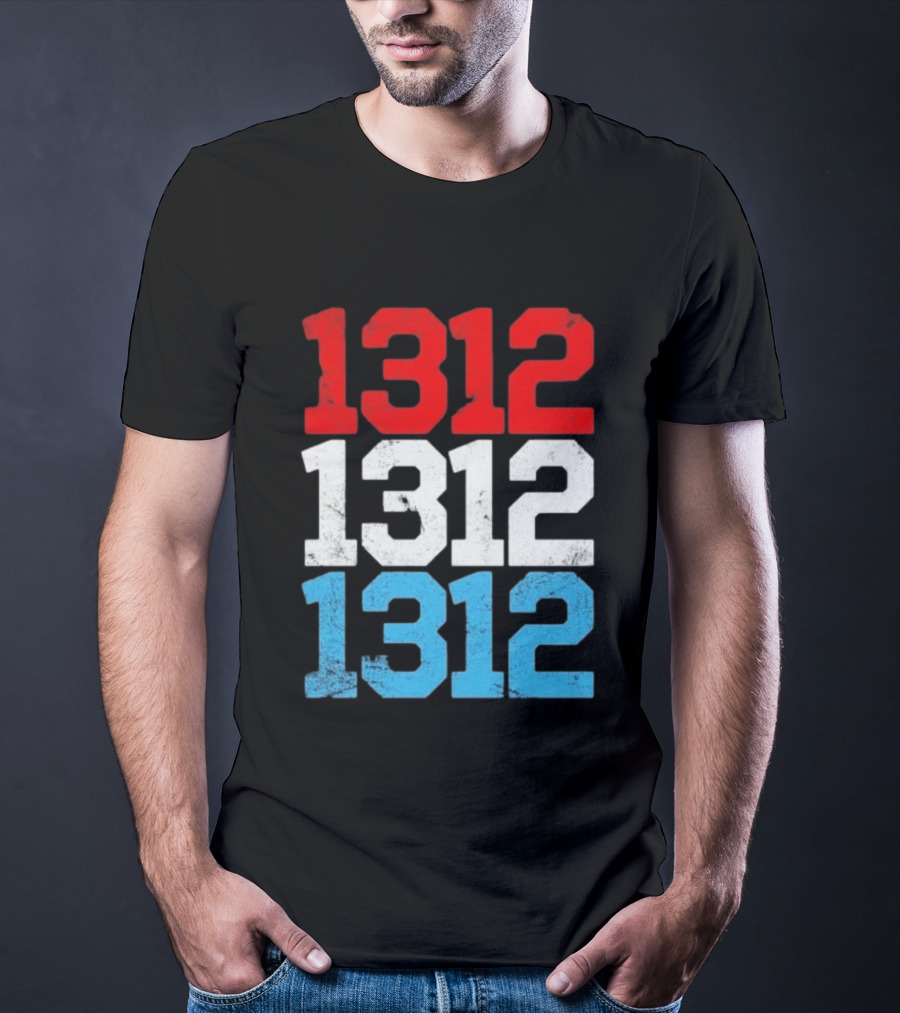1312 ACAB Distressed Protest Red White Blue Stacked T-Shirt