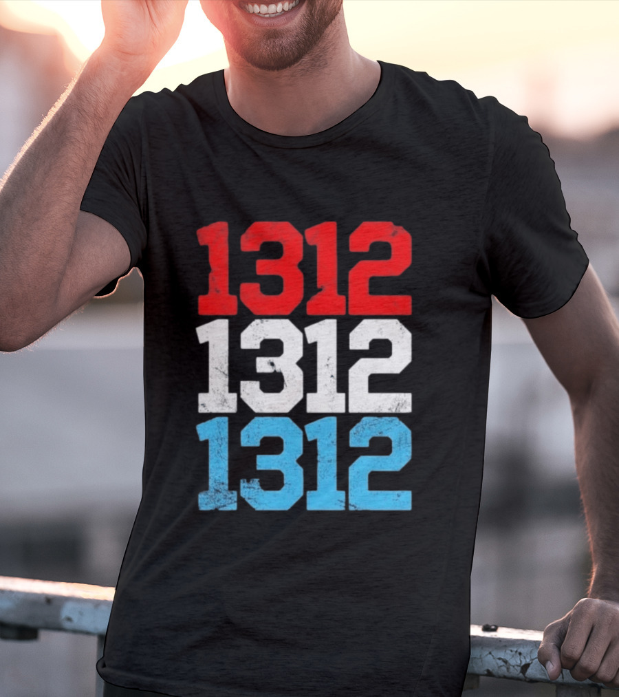 1312 ACAB Distressed Protest Red White Blue Stacked T-Shirt