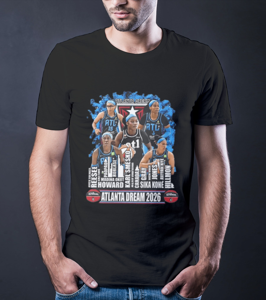 Atlanta Dream 2026 WNBA Basketball Reese Popadiak Rori Howard Sika Kone Hillmon T-Shirt
