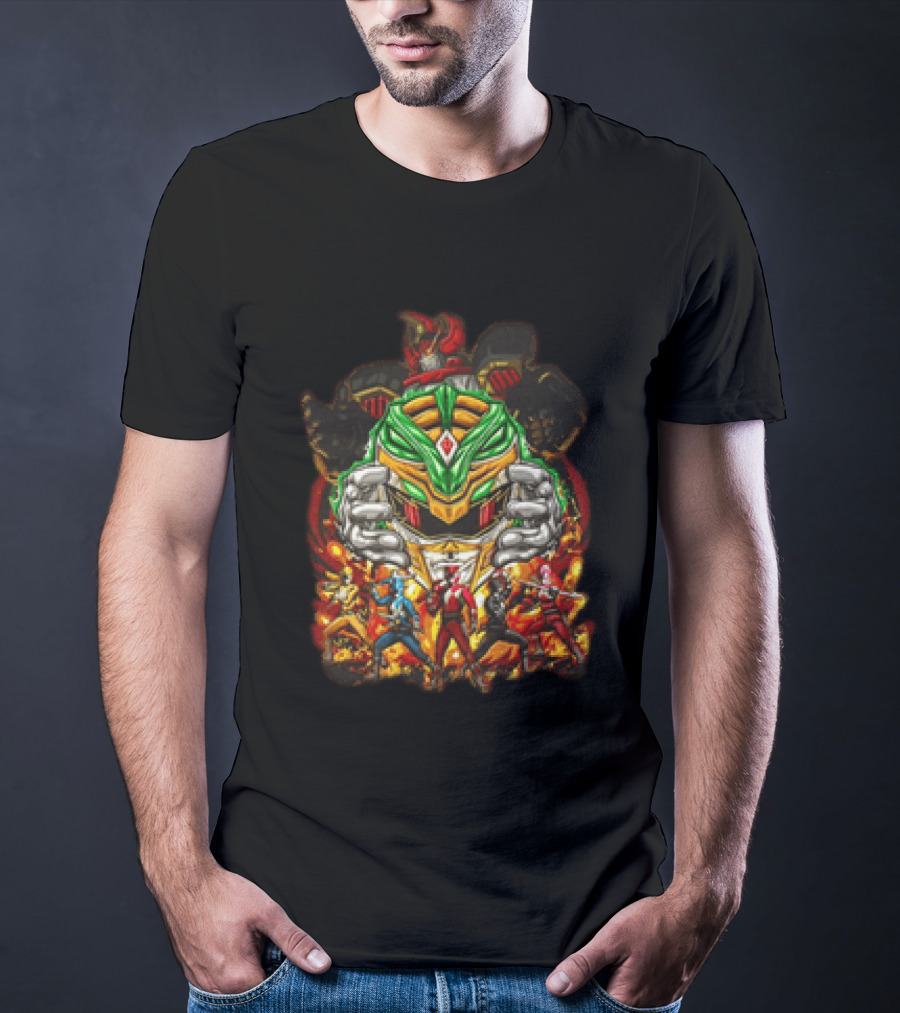 Mighty Morphin Power Rangers Green Ranger Red Ranger Megazord Characters T-Shirt