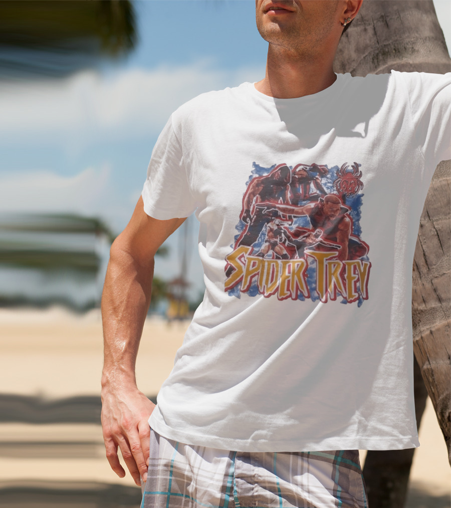 Spider Trey Wrestling Wrestler Sports Action Montage T-Shirt