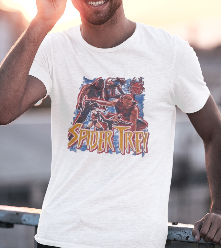 Spider Trey Wrestling Wrestler Sports Action Montage T-Shirt