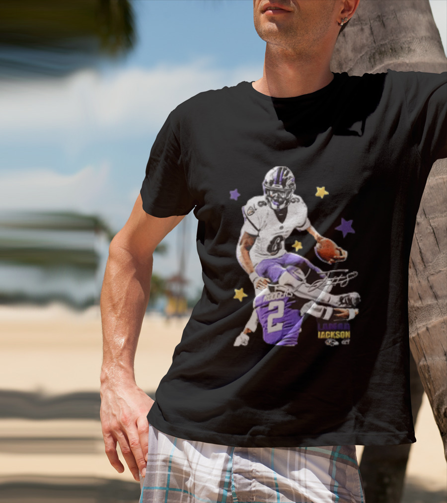 Lamar Jackson Baltimore Ravens Stars Rodgers 2 NFL T-Shirt