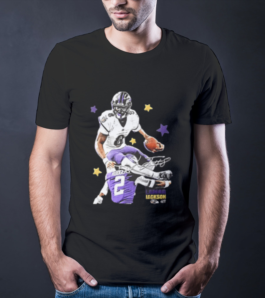Lamar Jackson Baltimore Ravens Stars Rodgers 2 NFL T-Shirt