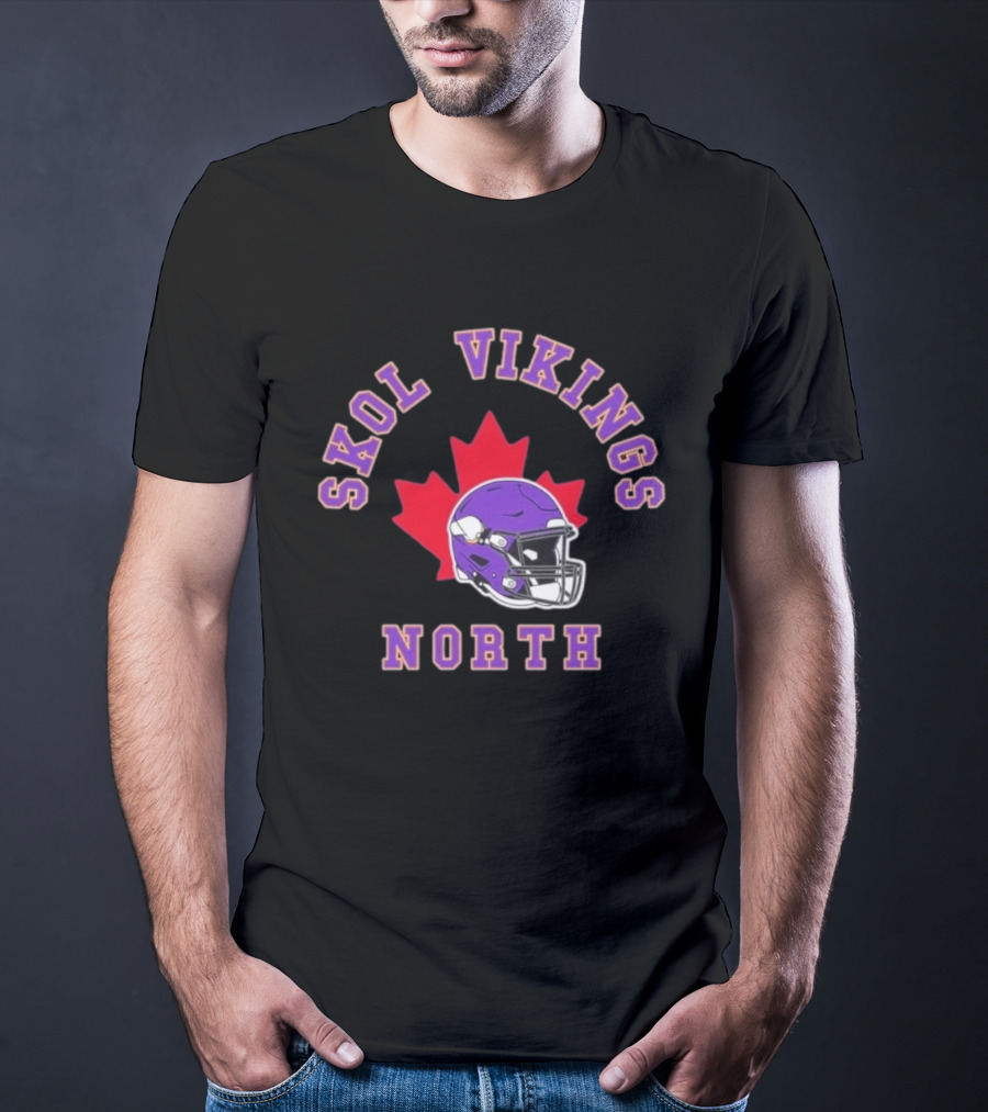 Skol Vikings North Canada 2026 Football Helmet Red Maple Leaf T-Shirt