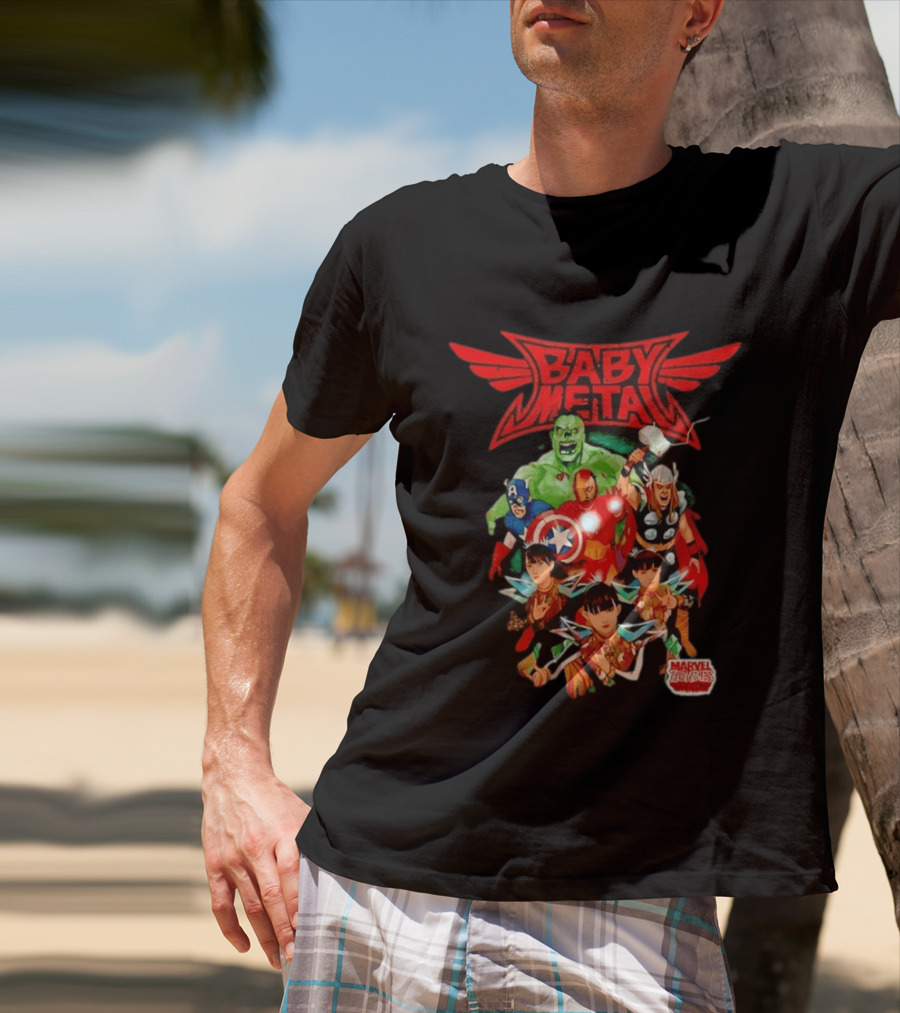 Babymetal X Marvel Zombies Avengers Collaboration May 2012 Heavy Metal T-Shirt