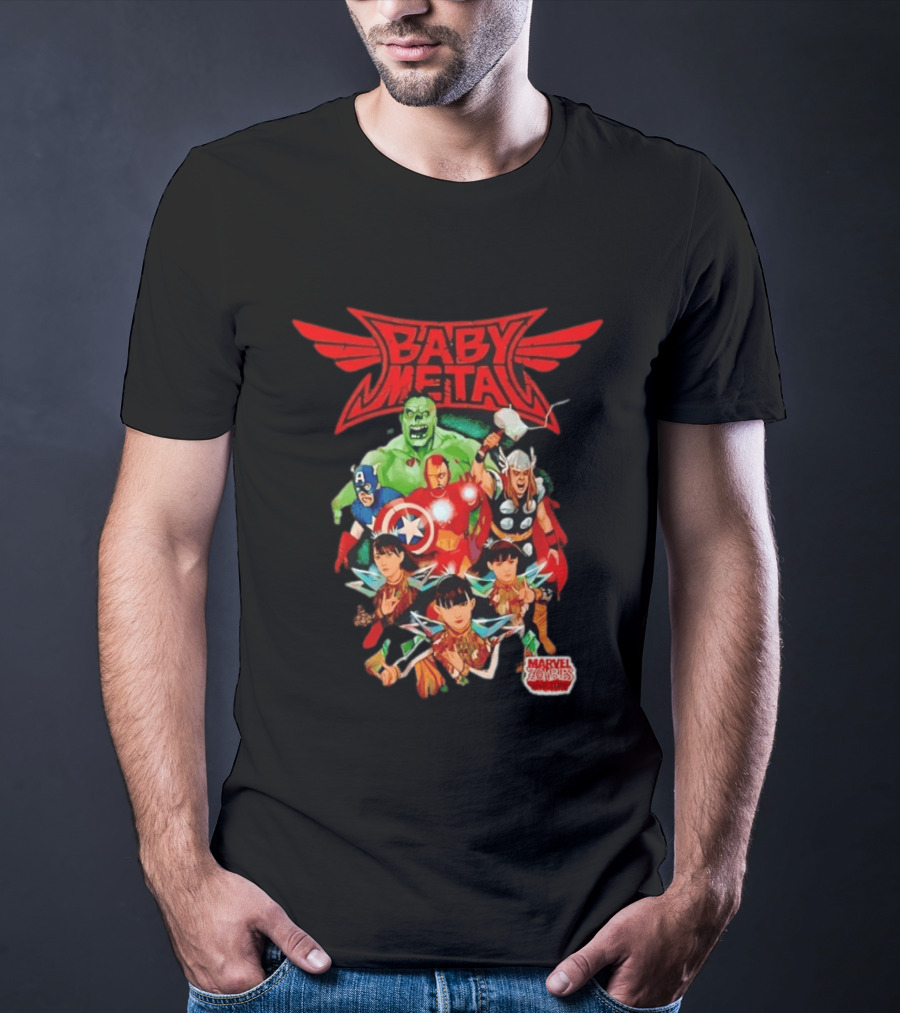 Babymetal X Marvel Zombies Avengers Collaboration May 2012 Heavy Metal T-Shirt