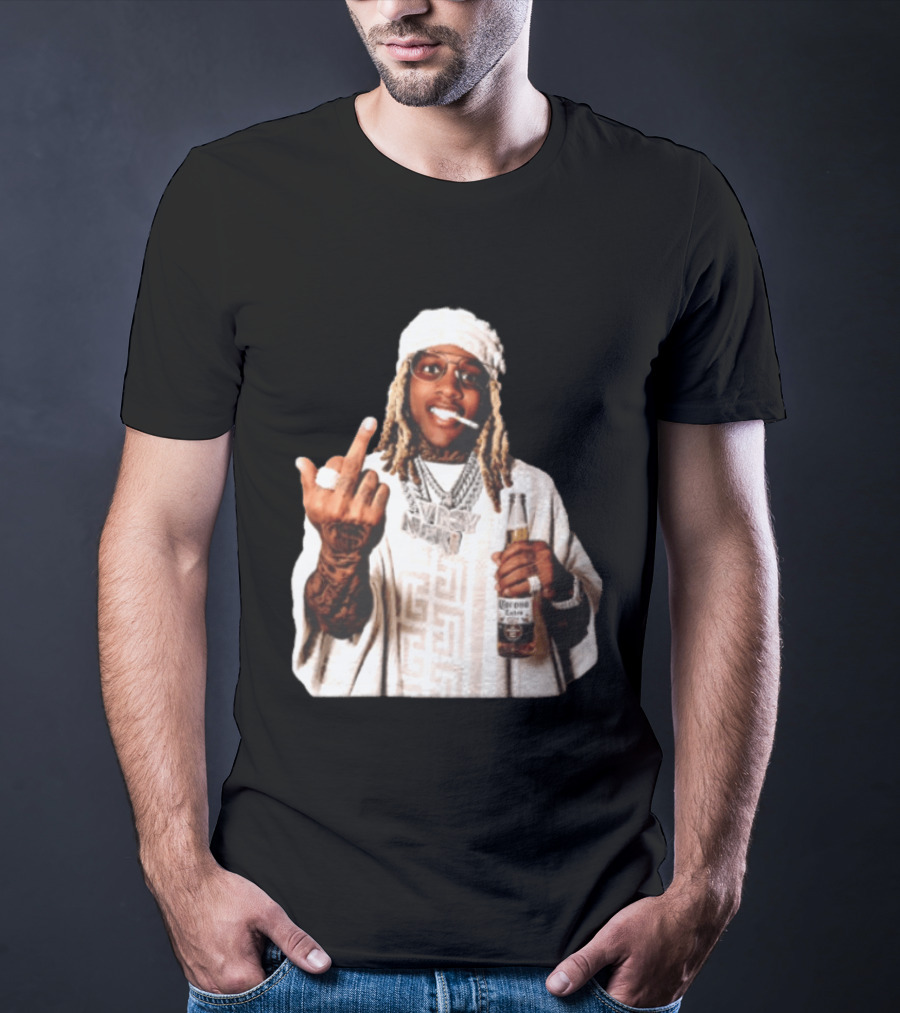 Lil Durk Only The Family Vroy Nick Corona Extra Beer Smoking Middle Finger T-Shirt