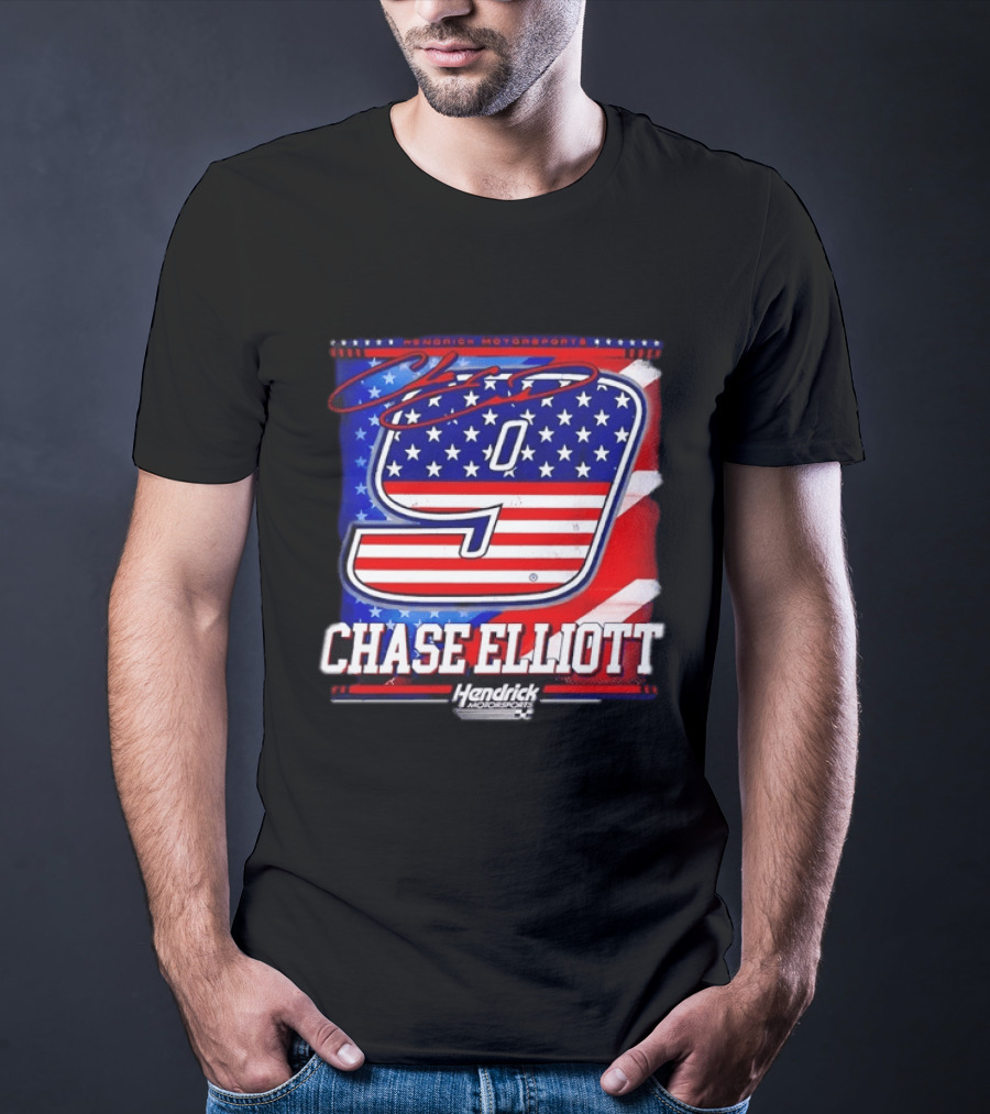 Chase Elliott 9 Hendrick Motorsports American Flag Racing T-Shirt