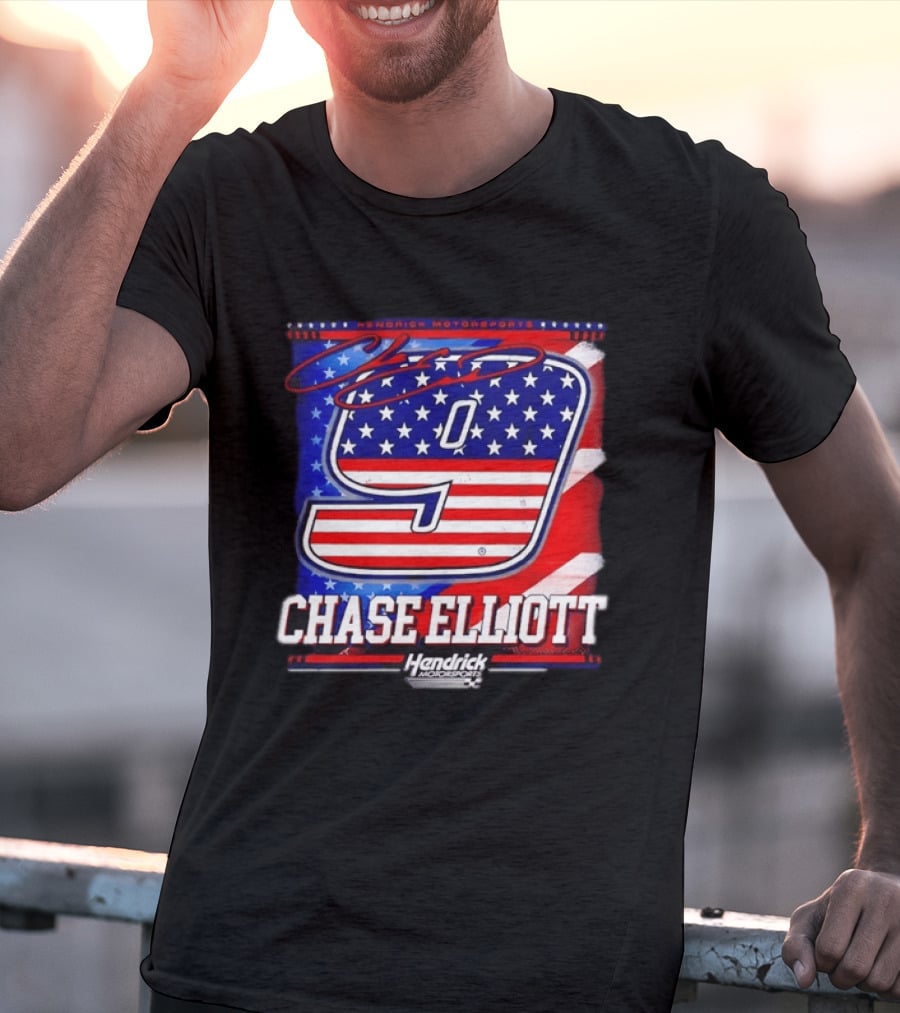 Chase Elliott 9 Hendrick Motorsports American Flag Racing T-Shirt