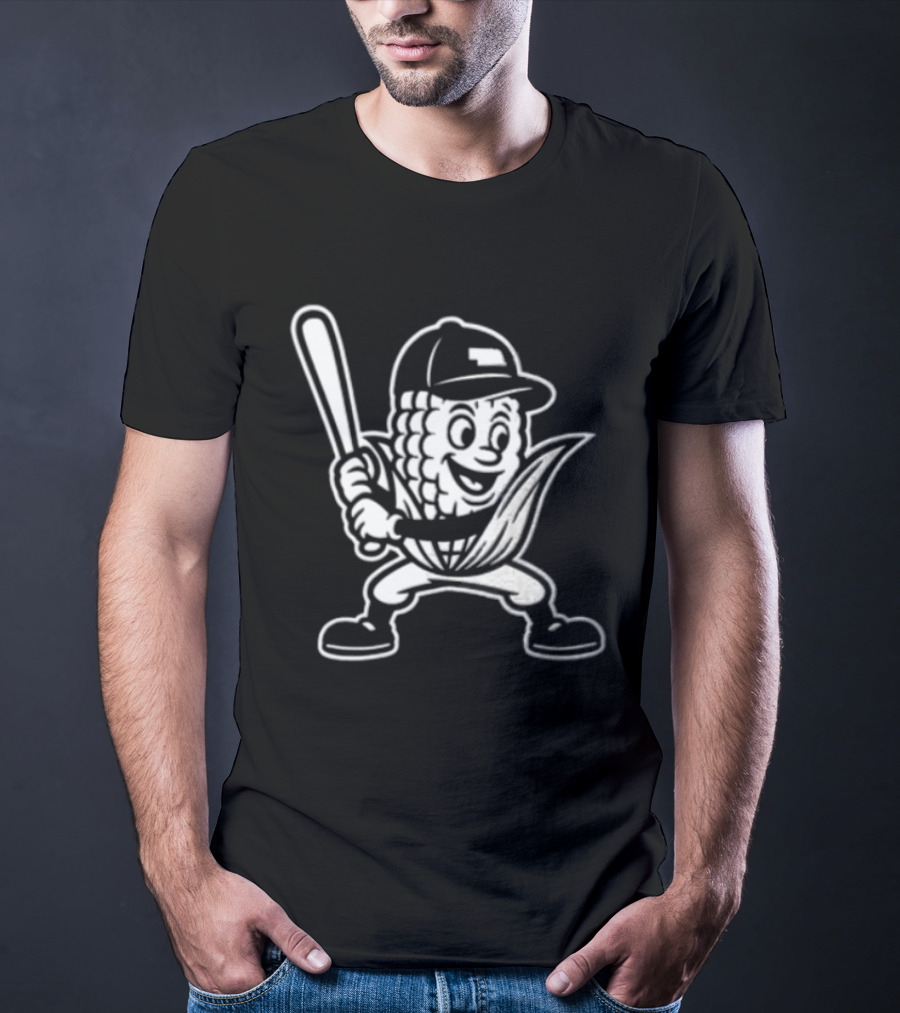 Cornhusker Nebraska Cornhuskers Baseball Mascot With Bat T-Shirt