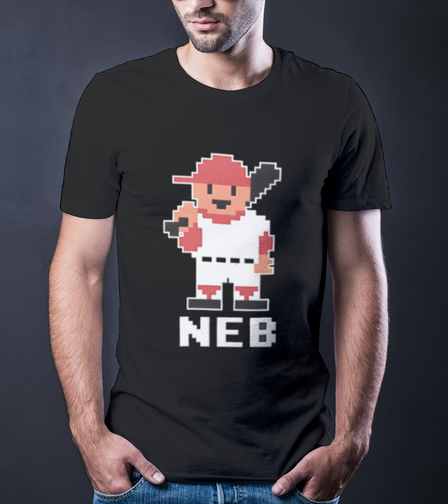 Nebraska Cornhuskers 8 Bit Baseball Player NEB T-Shirt