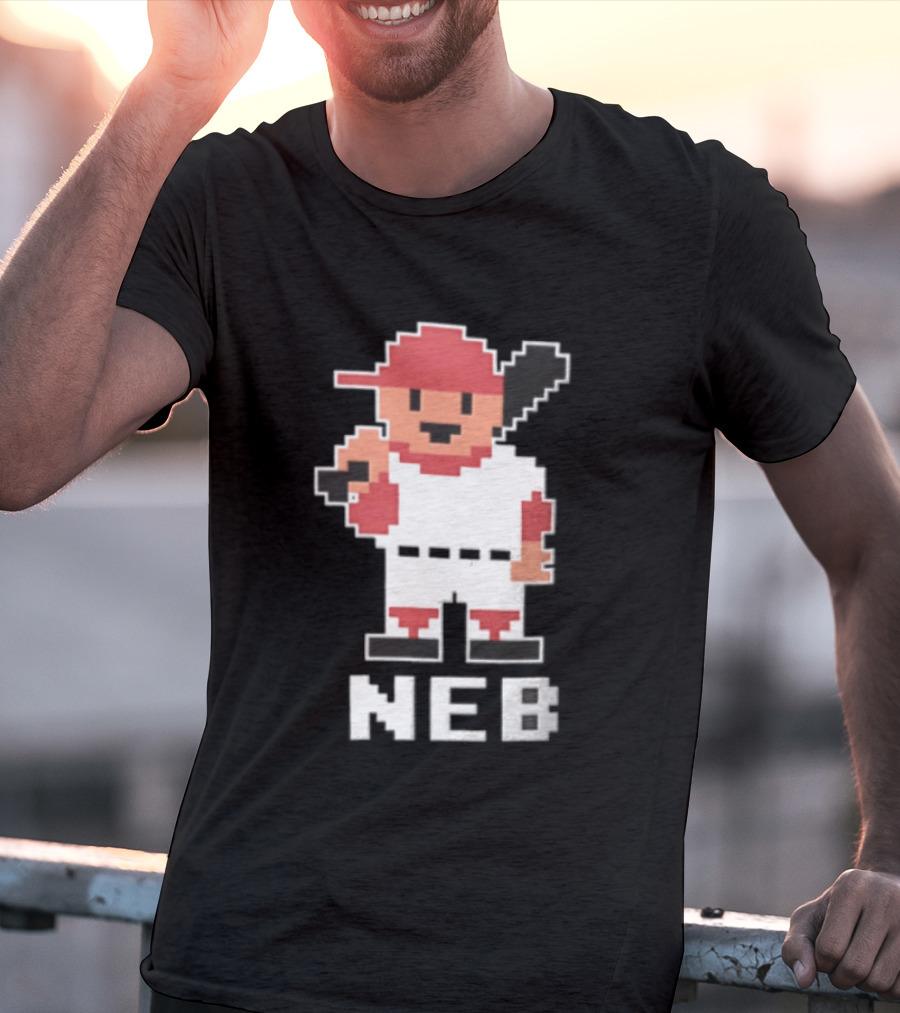 Nebraska Cornhuskers 8 Bit Baseball Player NEB T-Shirt