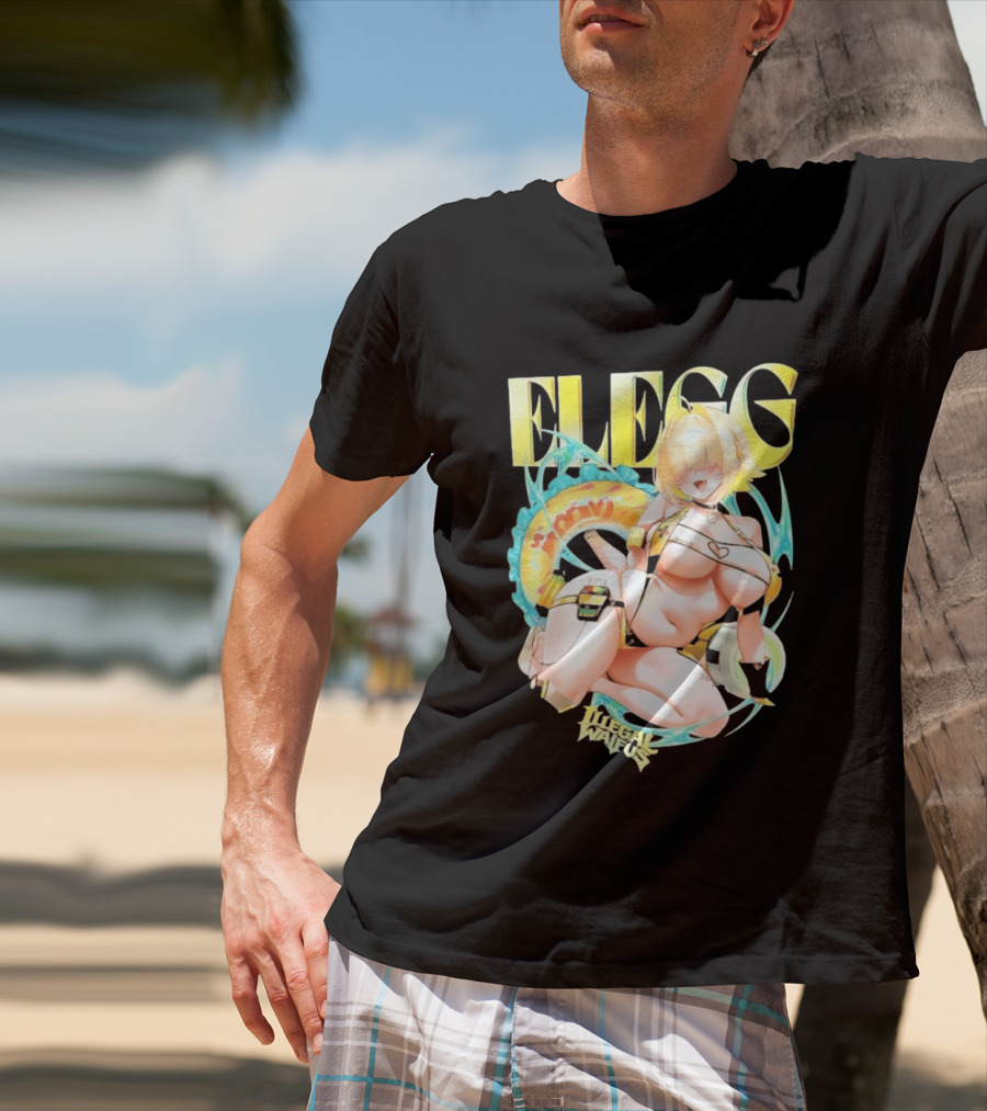 Elegg Illegal Waifus Electric Anime Character Beach Vibes T-Shirt