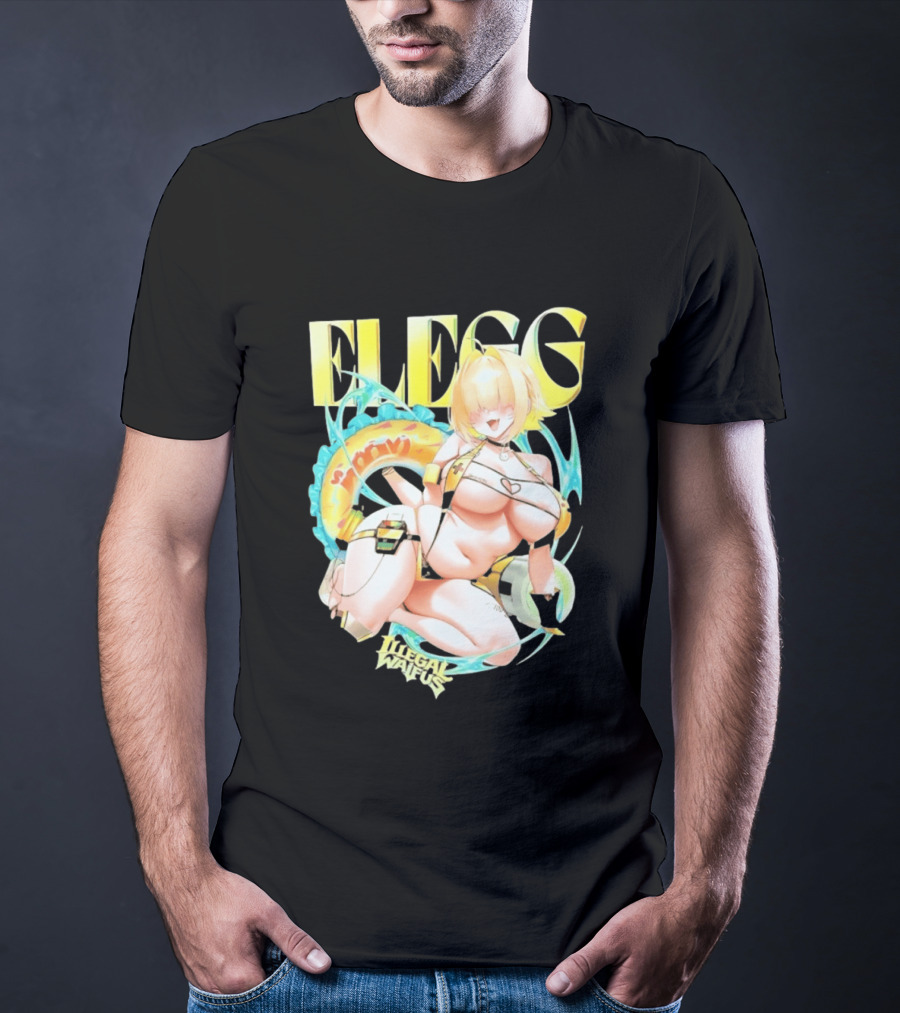 Elegg Illegal Waifus Electric Anime Character Beach Vibes T-Shirt