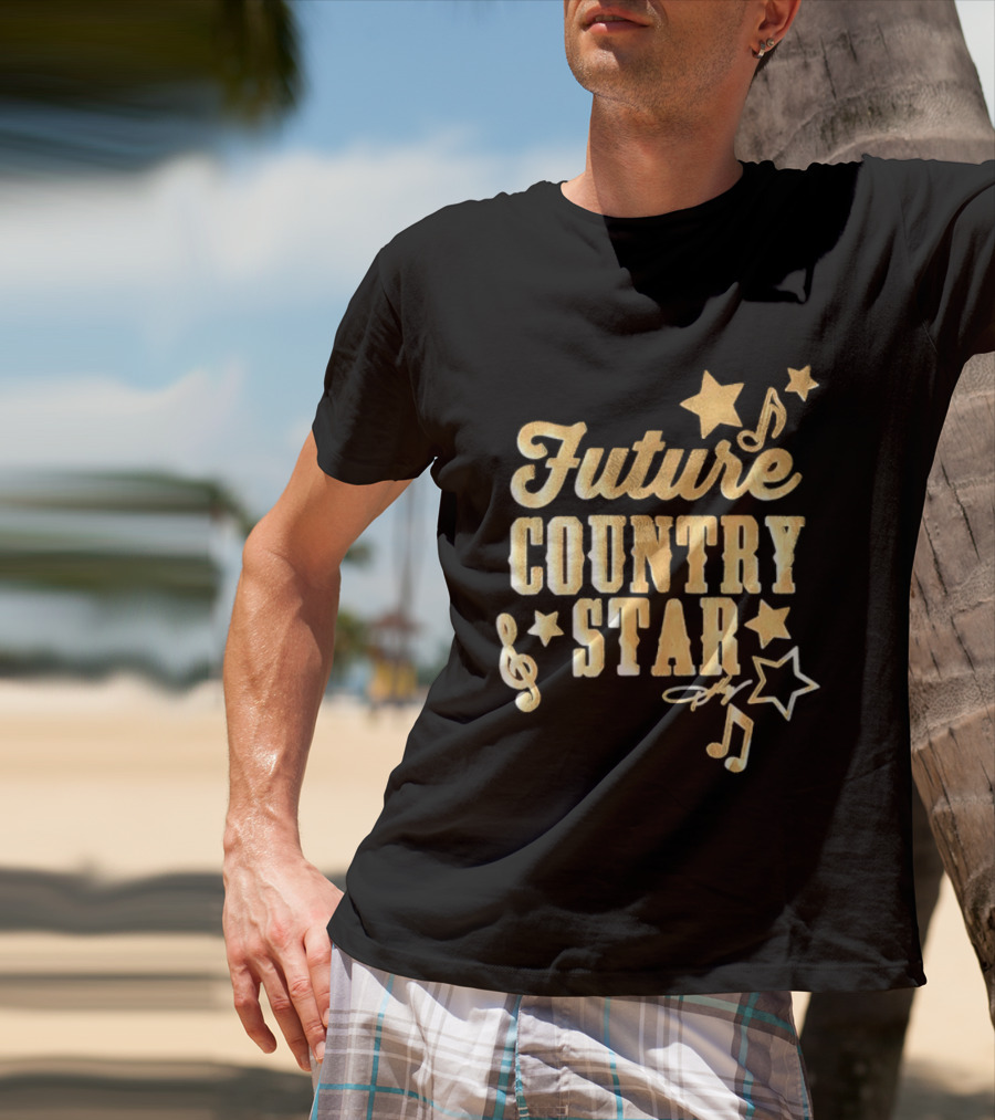Future Country Star Musician Singer Golden Notes And Stars T-Shirt