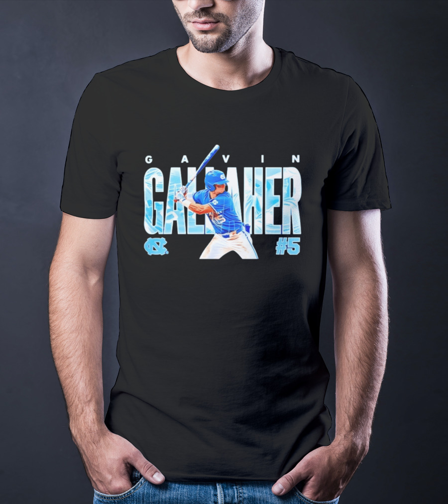 Gavin Gallaher #5 University Of North Carolina Tar Heels NCAA Baseball Player T-Shirt