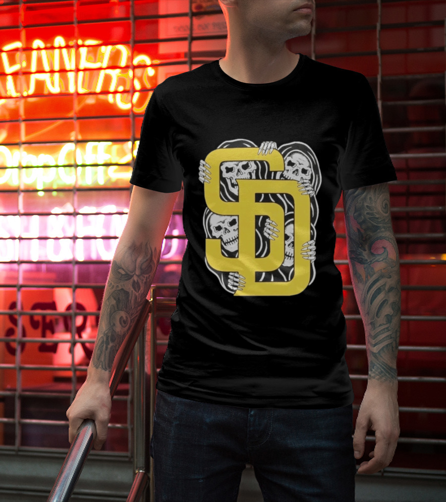 San Diego Padres SD Yellow Grim Reaper Skeletons T-Shirt