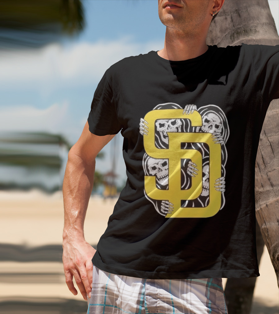 San Diego Padres SD Yellow Grim Reaper Skeletons T-Shirt