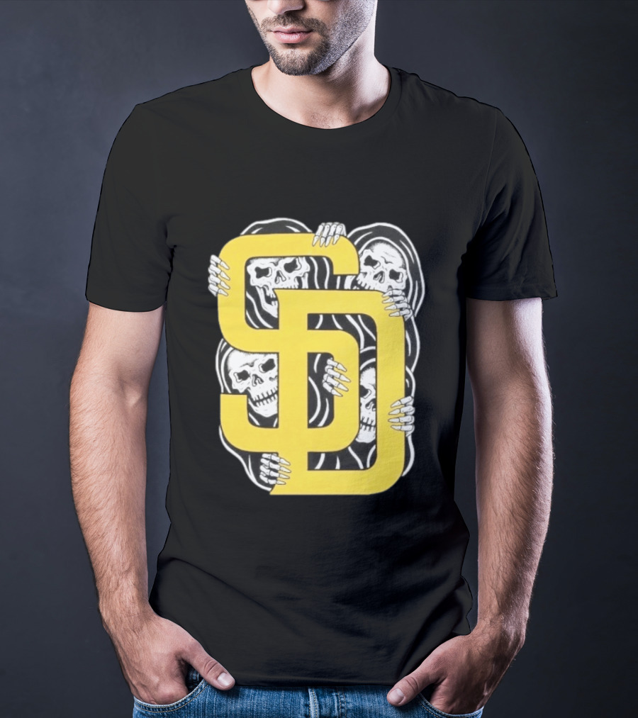 San Diego Padres SD Yellow Grim Reaper Skeletons T-Shirt