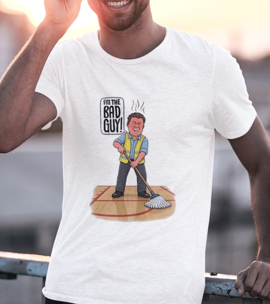 I'm The Bad Guy Janitor Cartoon Mopping Basketball Court T-Shirt