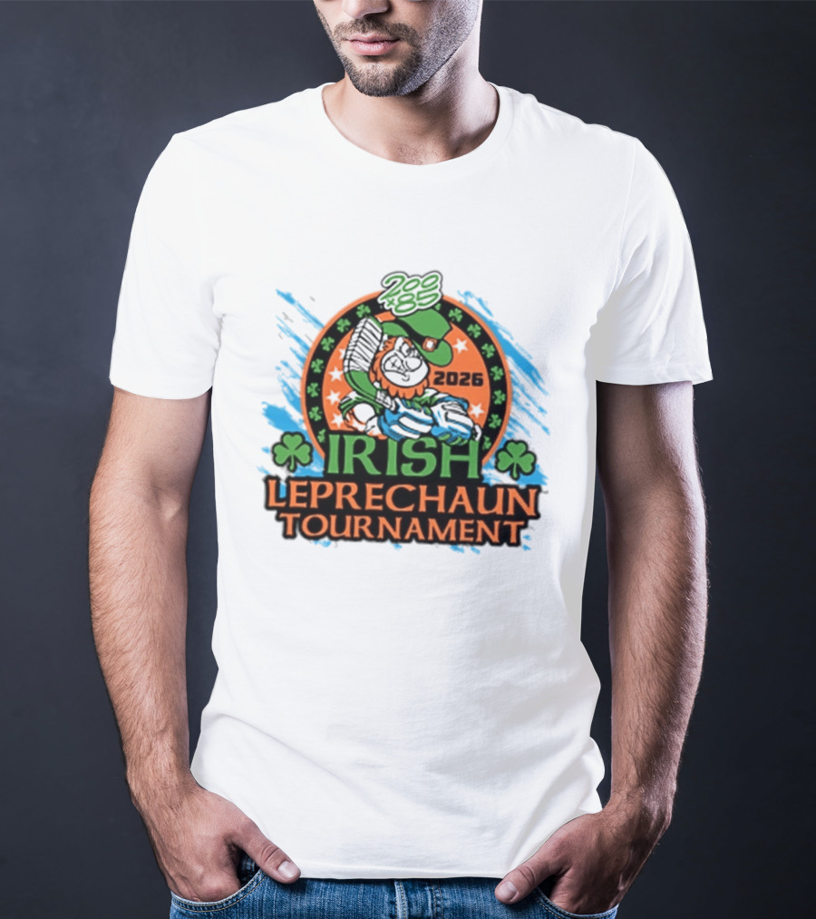 Irish Leprechaun Tournament 2026 Clover Emblem And Green Hat Celebration T-Shirt