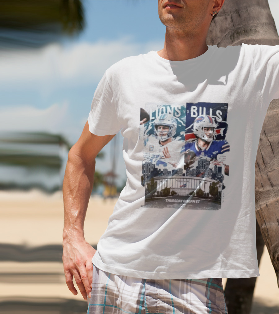 Jared Goff Detroit Lions Vs Josh Allen Buffalo Bills Thursday Night Football Week 02 6:30 PM ET T-Shirt