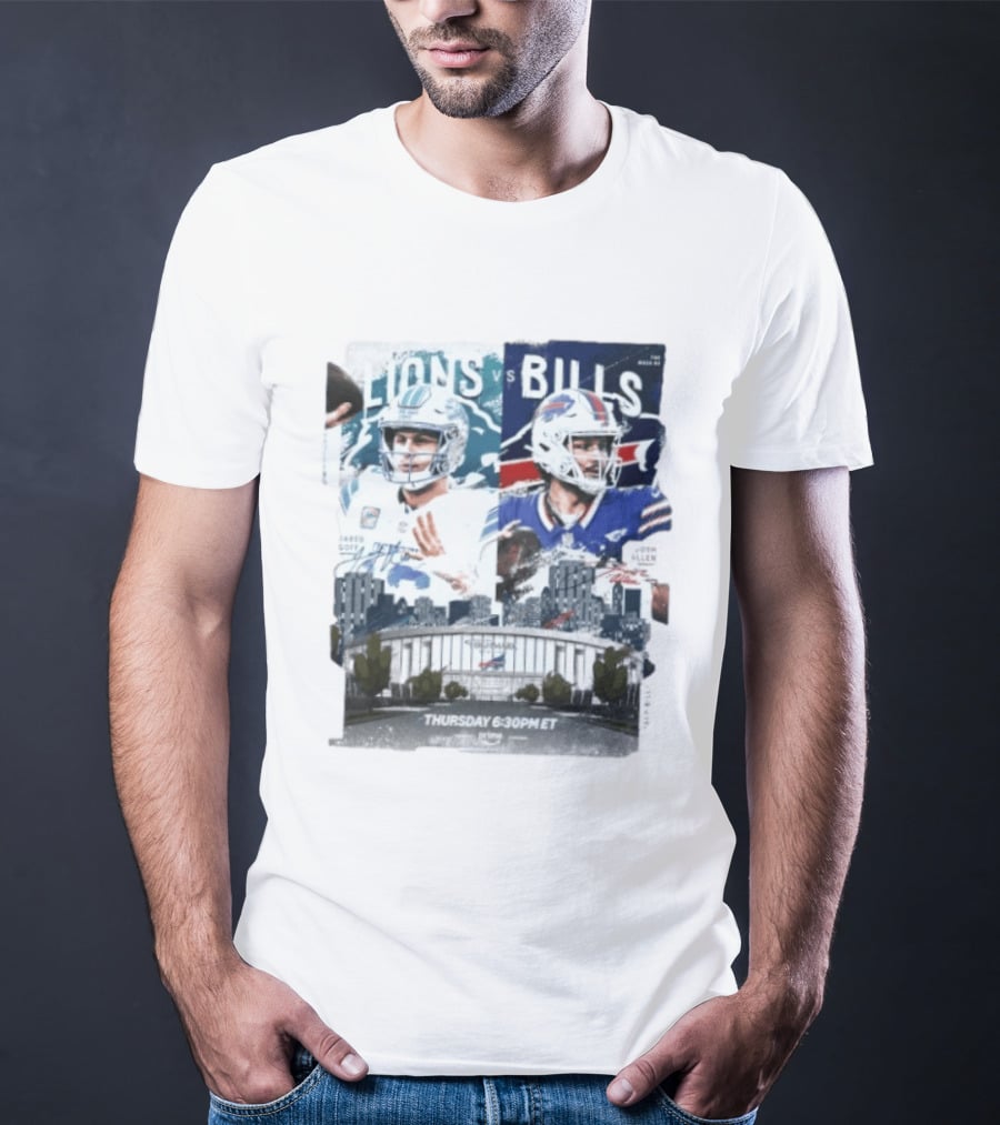 Jared Goff Detroit Lions Vs Josh Allen Buffalo Bills Thursday Night Football Week 02 6:30 PM ET T-Shirt