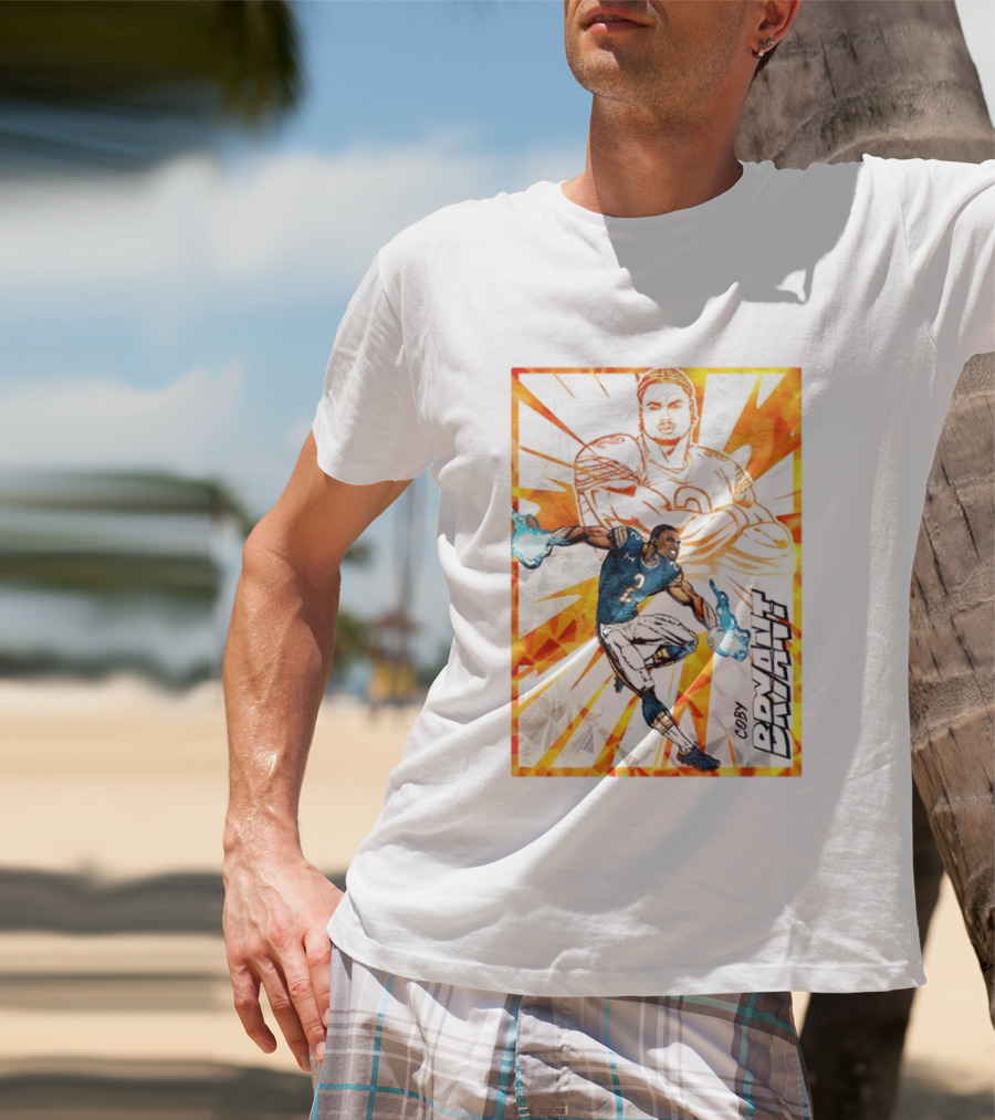 Coby Bryant Seattle Seahawks Football Card Dynamic Illustration With Chicago Bears T-Shirt