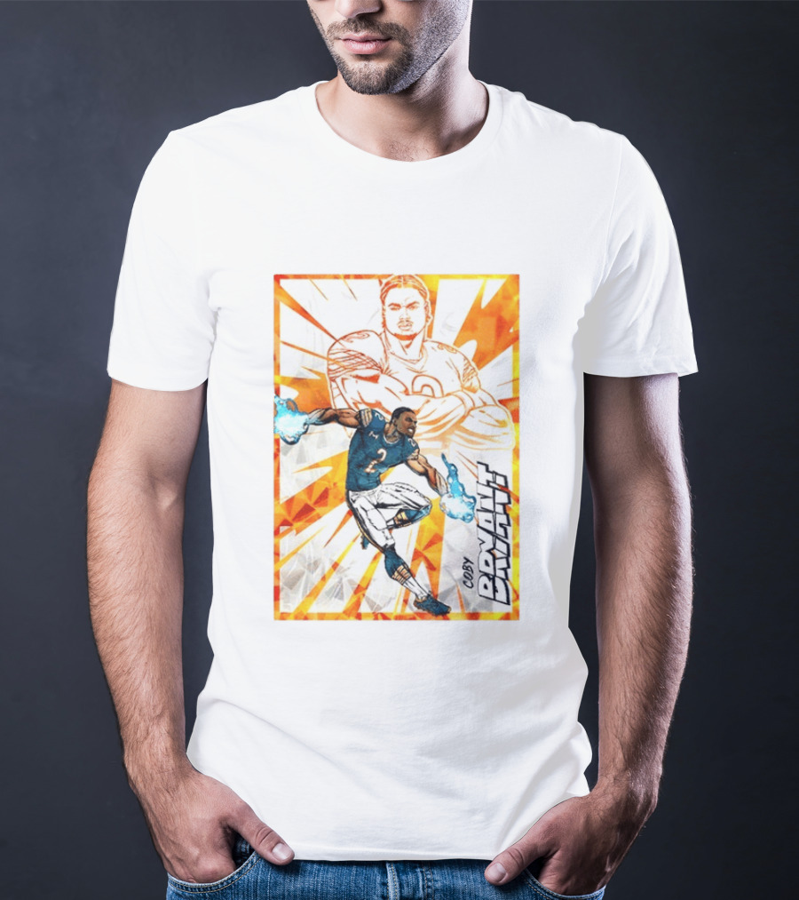Coby Bryant Seattle Seahawks Football Card Dynamic Illustration With Chicago Bears T-Shirt