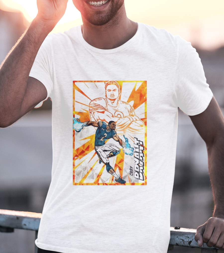 Coby Bryant Seattle Seahawks Football Card Dynamic Illustration With Chicago Bears T-Shirt