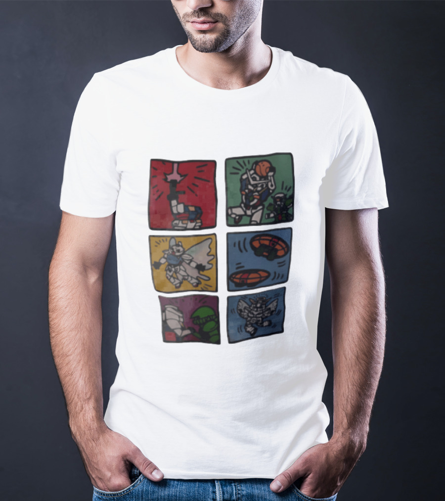 Keith Haring Japanese Mecha Robot Comic Panels Pop Cartoon T-Shirt