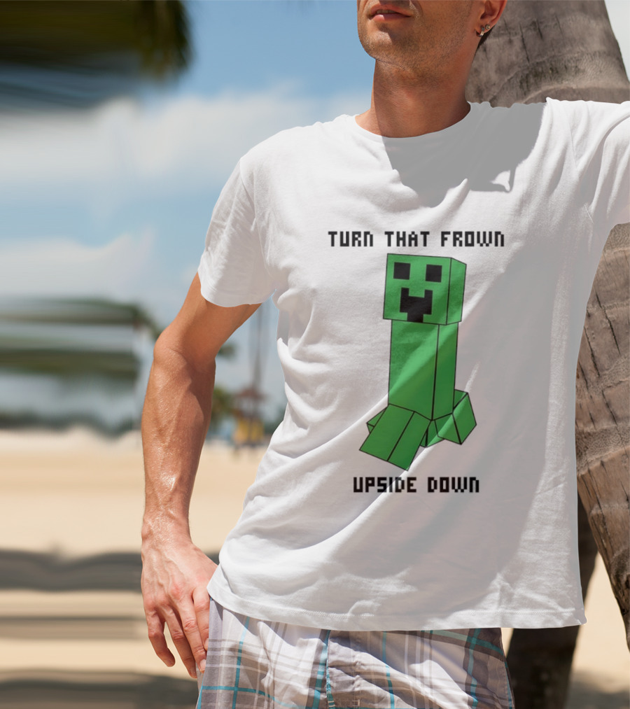 Creeper Turn That Frown Upside Down Gaming Block T-Shirt