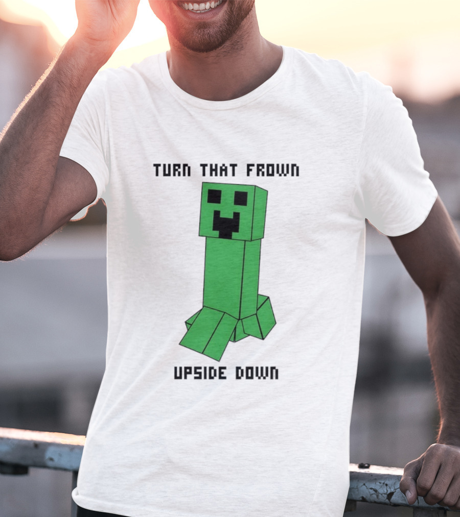 Creeper Turn That Frown Upside Down Gaming Block T-Shirt