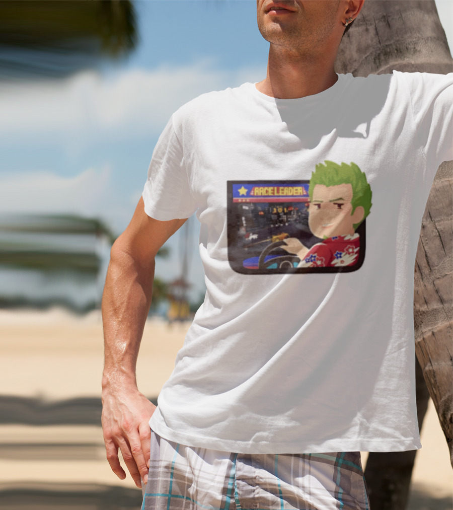 Race Leader Arcade Game Green Hair Cartoon Driver T-Shirt