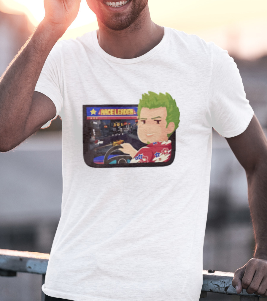 Race Leader Arcade Game Green Hair Cartoon Driver T-Shirt