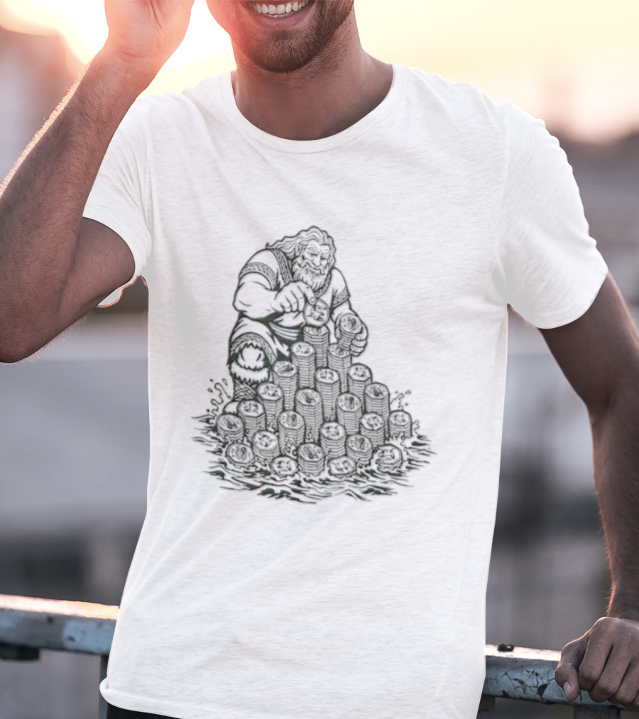 Dagda Irish Mythology Deity With Ireland 50p Coins Currency T-Shirt
