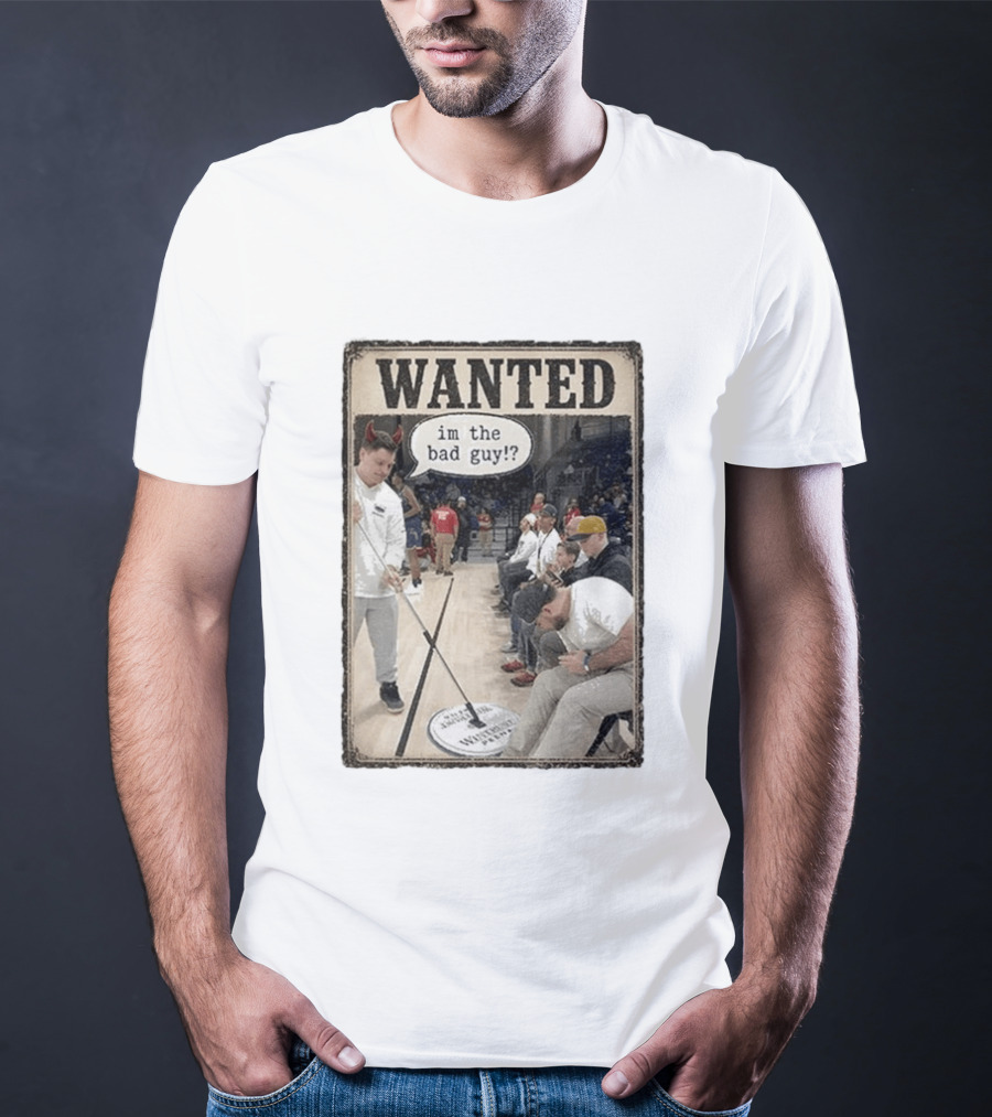 Wanted Im The Bad Guy!? Basketball Court Scene With Devil Horns T-Shirt