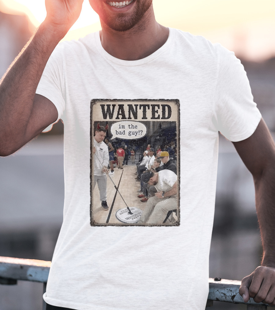 Wanted Im The Bad Guy!? Basketball Court Scene With Devil Horns T-Shirt