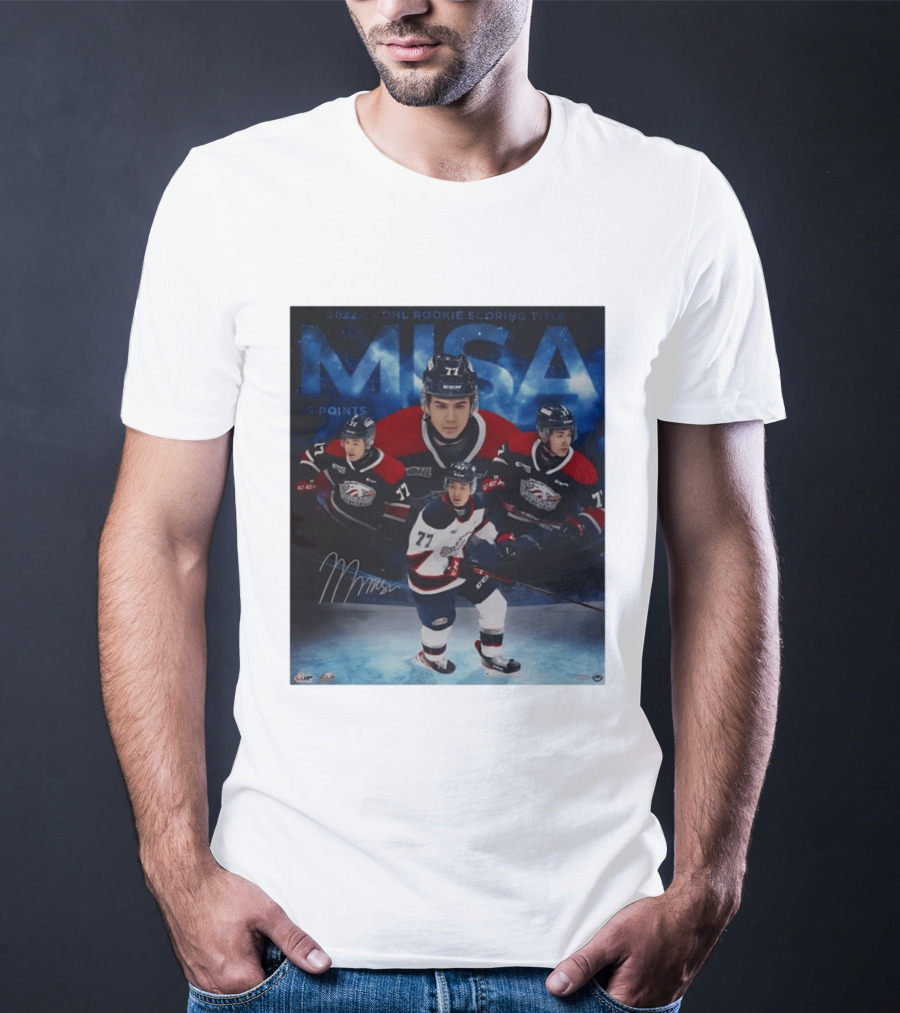 Michael Misa Saginaw Spirit 2022 23 OHL Rookie 56 Points T-Shirt