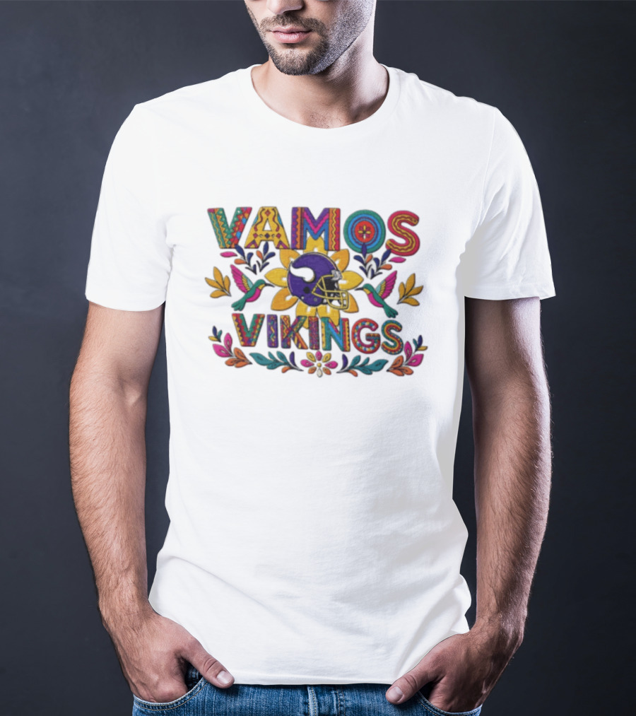 Minnesota Vikings Vamos Alebrije Football Helmet Floral T-Shirt