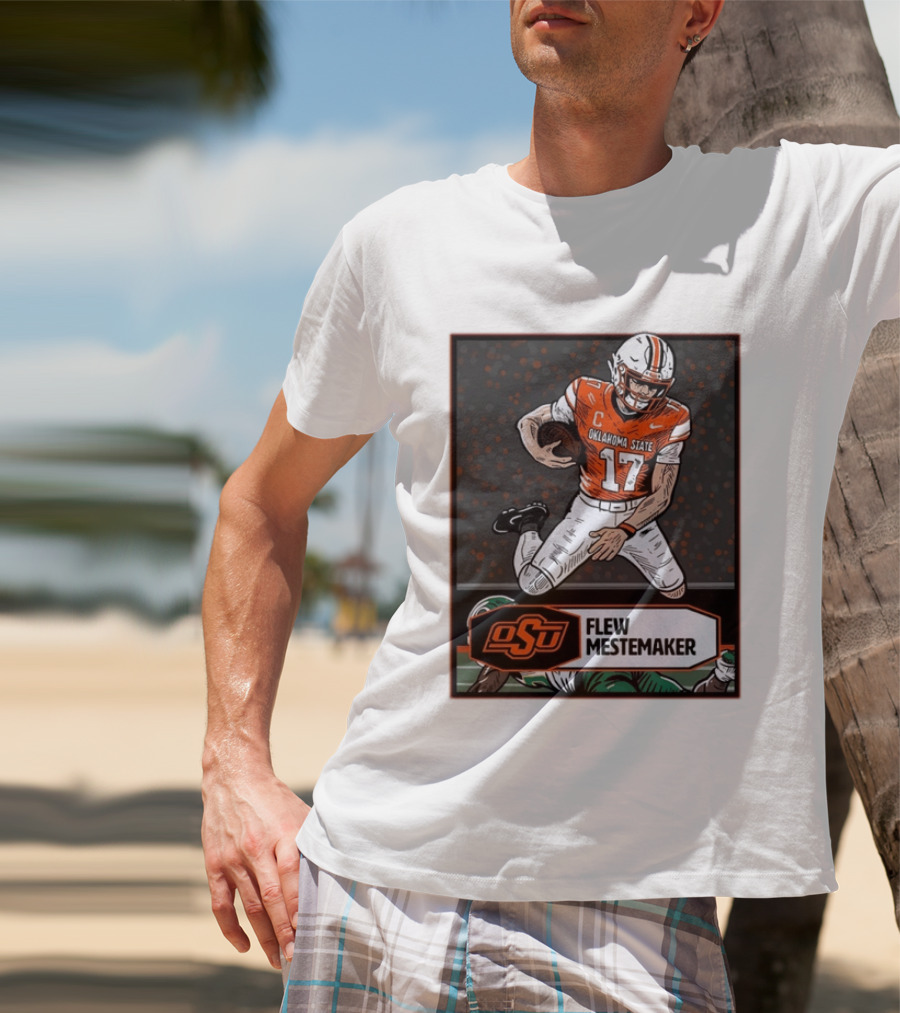 Oklahoma State Cowboys Flew Mestemaker 17 College Football Player Card T-Shirt