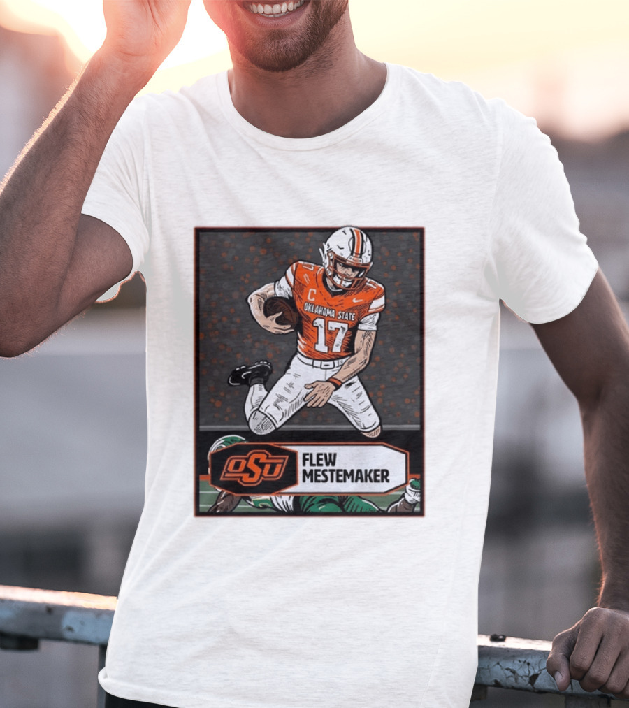 Oklahoma State Cowboys Flew Mestemaker 17 College Football Player Card T-Shirt