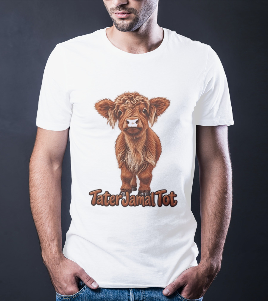 TaterJamal Tot Highland Cow Farm Animal Cute Brown Calf T-Shirt