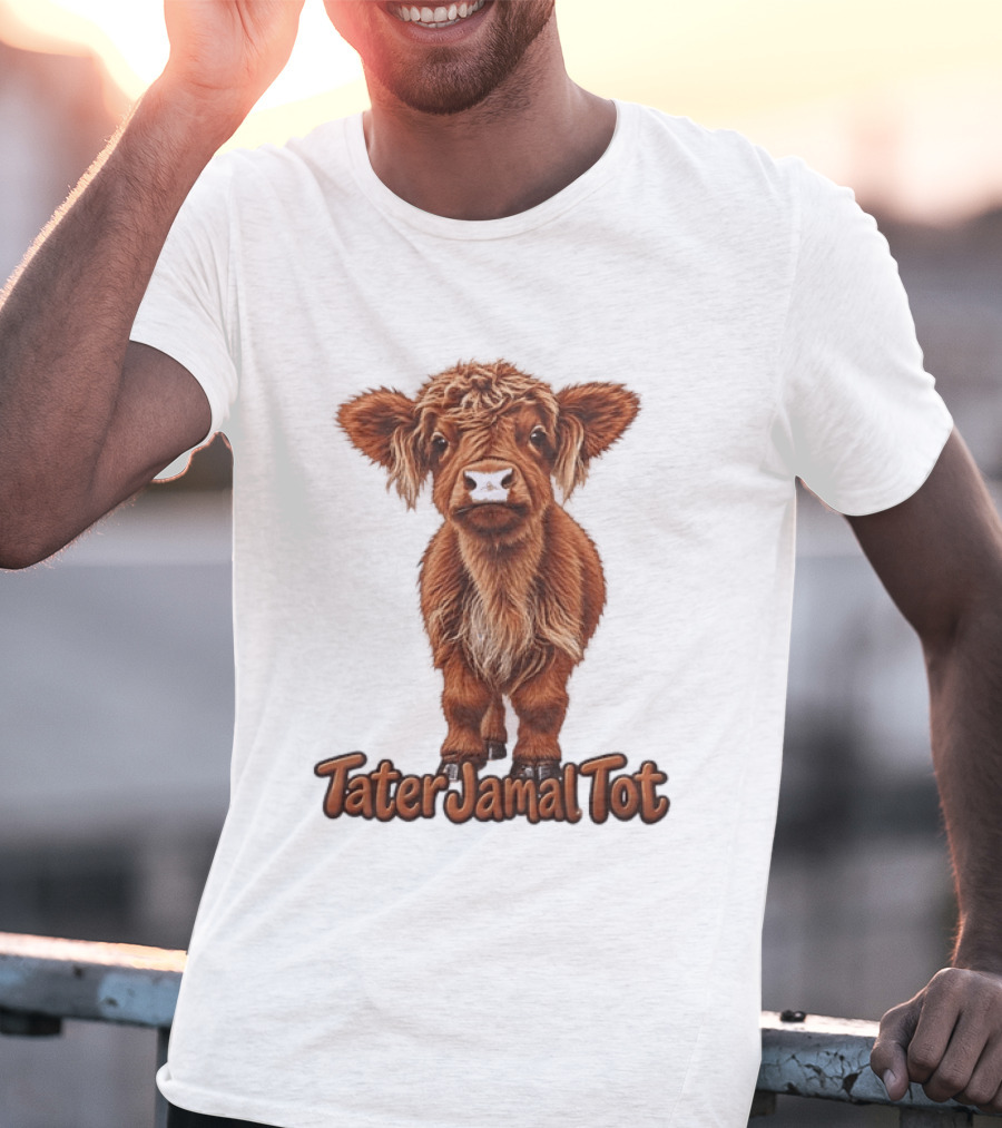 TaterJamal Tot Highland Cow Farm Animal Cute Brown Calf T-Shirt