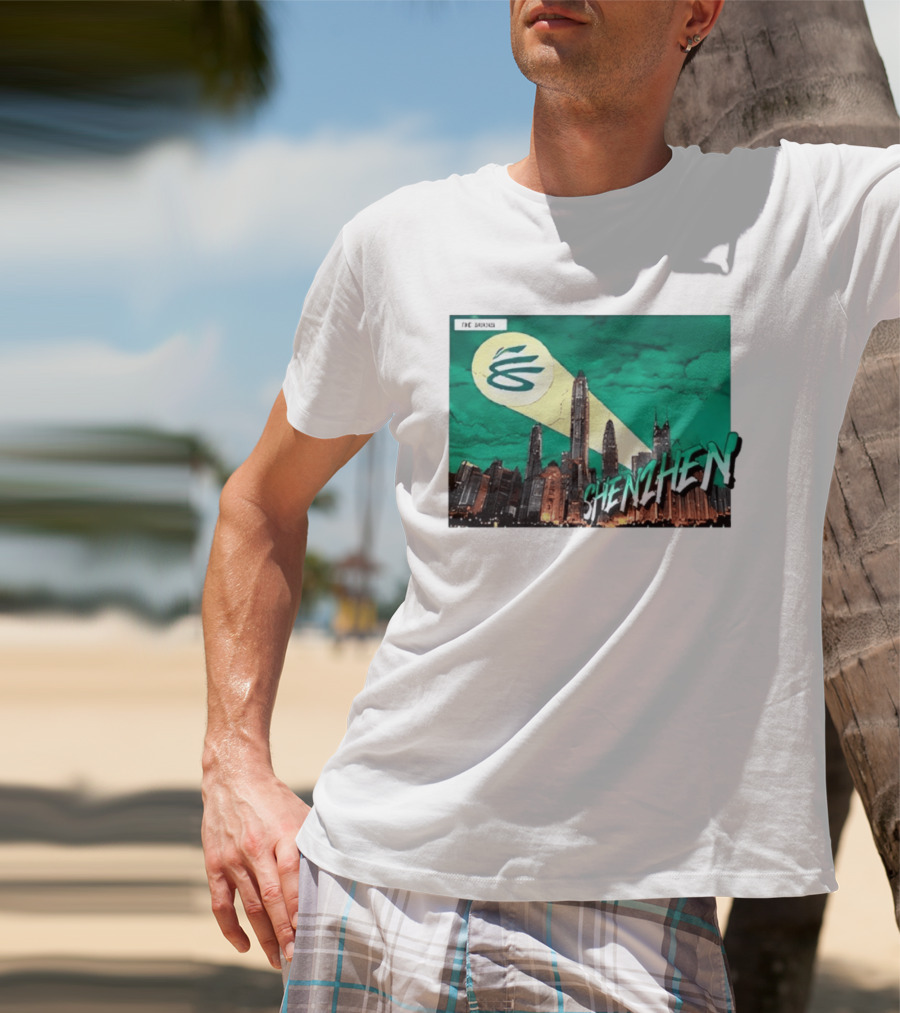 Shenzhen City Skyline With Illuminated Beacon And Clouds T-Shirt