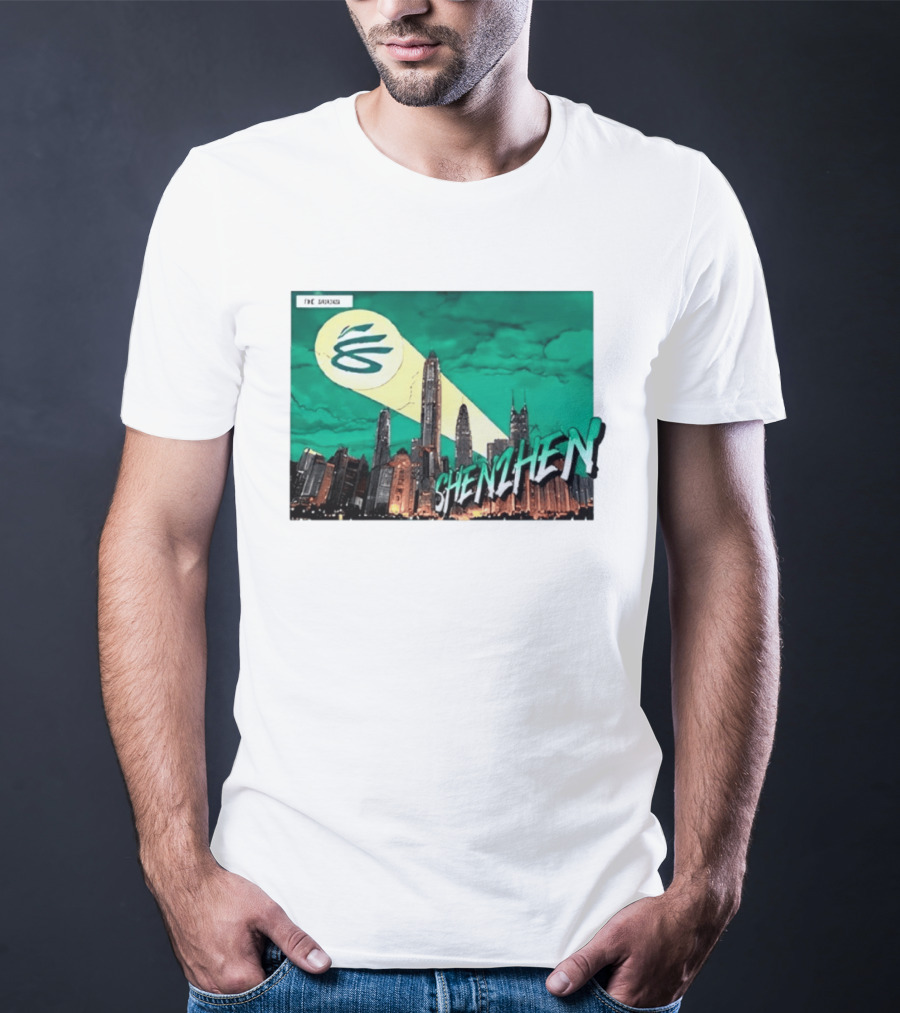 Shenzhen City Skyline With Illuminated Beacon And Clouds T-Shirt
