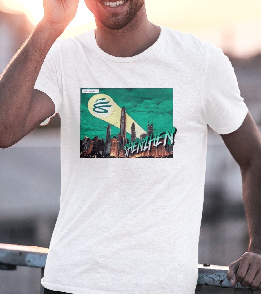 Shenzhen City Skyline With Illuminated Beacon And Clouds T-Shirt