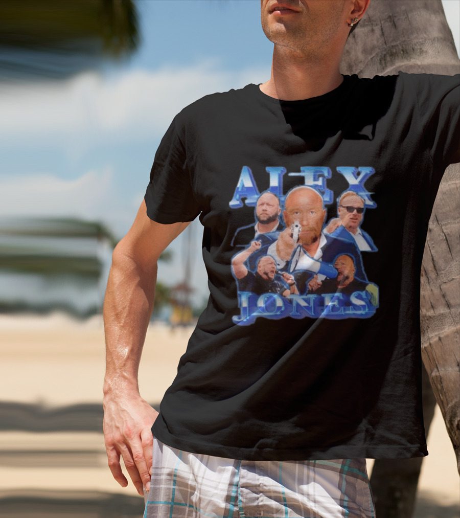 Alex Jones Collage InfoWars Media Personality Megaphone Images T-Shirt